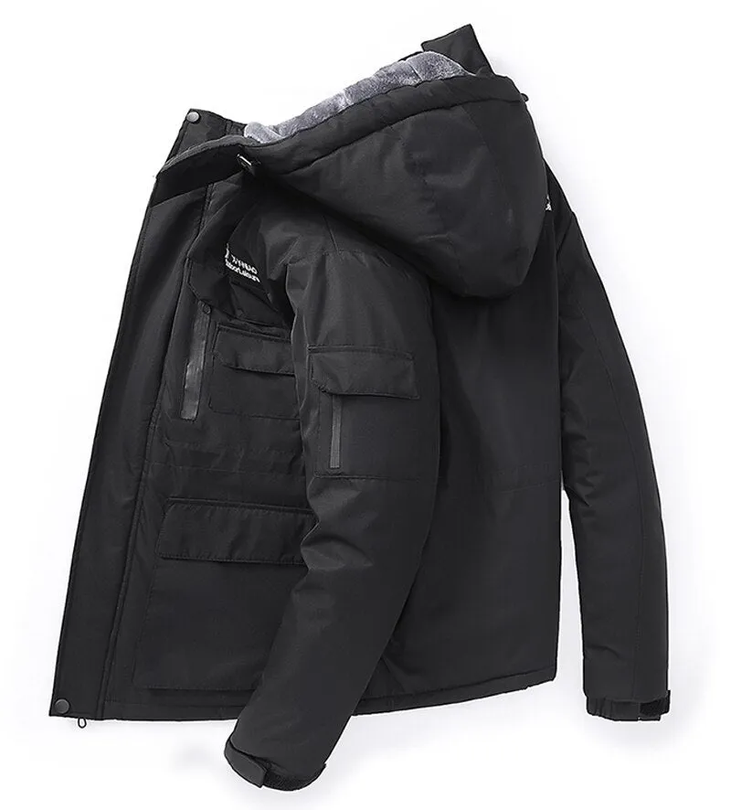 Oversize Warm Thick Waterproof Jackets Men's winter streetwear parka coats Outwear Windproof Hat snow overcoat clothes