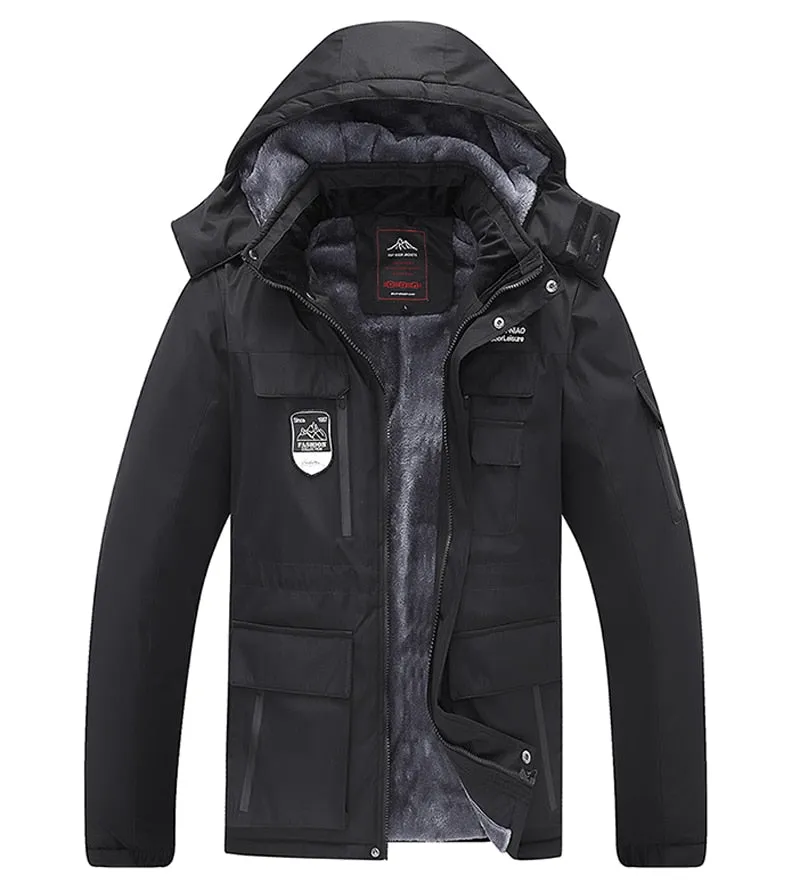 Oversize Warm Thick Waterproof Jackets Men's winter streetwear parka coats Outwear Windproof Hat snow overcoat clothes