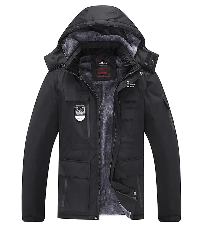 Oversize Warm Thick Waterproof Jackets Men's winter streetwear parka coats Outwear Windproof Hat snow overcoat clothes