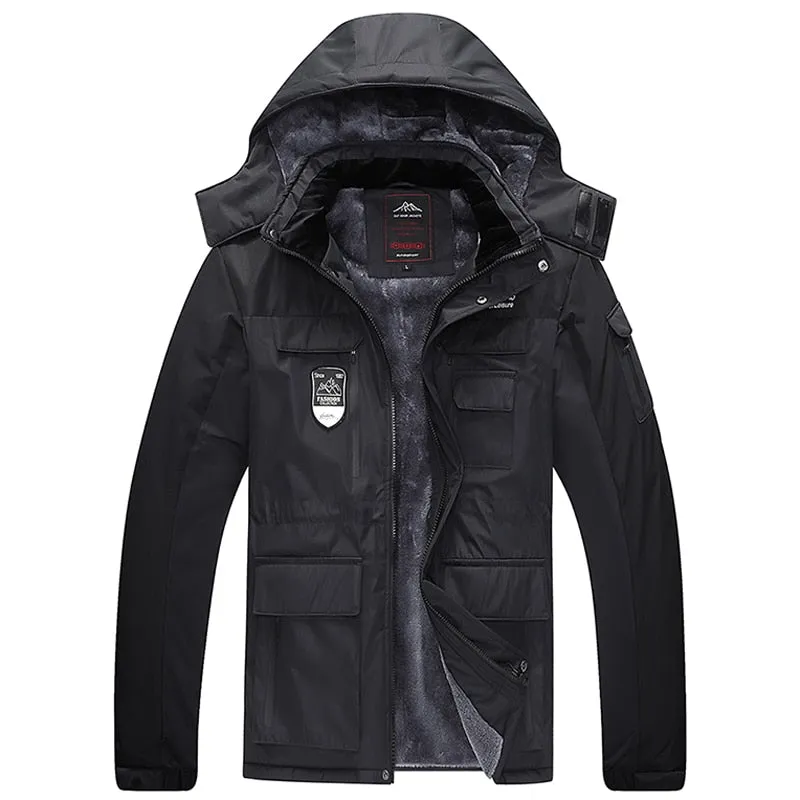 Oversize Warm Thick Waterproof Jackets Men's winter streetwear parka coats Outwear Windproof Hat snow overcoat clothes