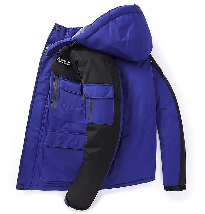 Oversize Warm Thick Waterproof Jackets Men's winter streetwear parka coats Outwear Windproof Hat snow overcoat clothes