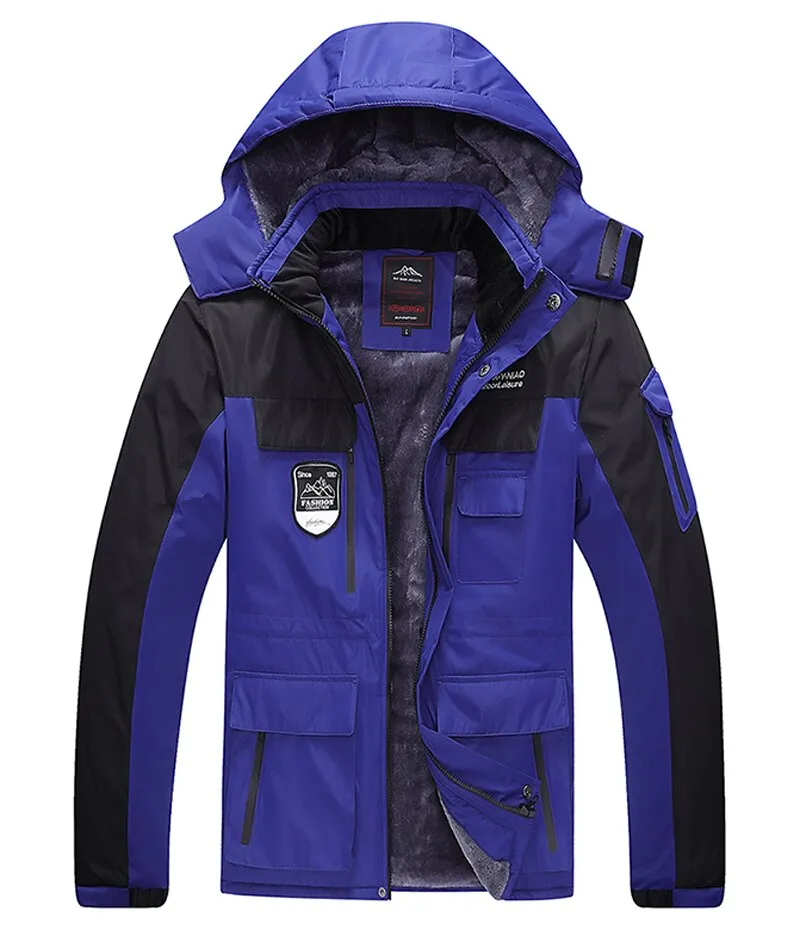 Oversize Warm Thick Waterproof Jackets Men's winter streetwear parka coats Outwear Windproof Hat snow overcoat clothes