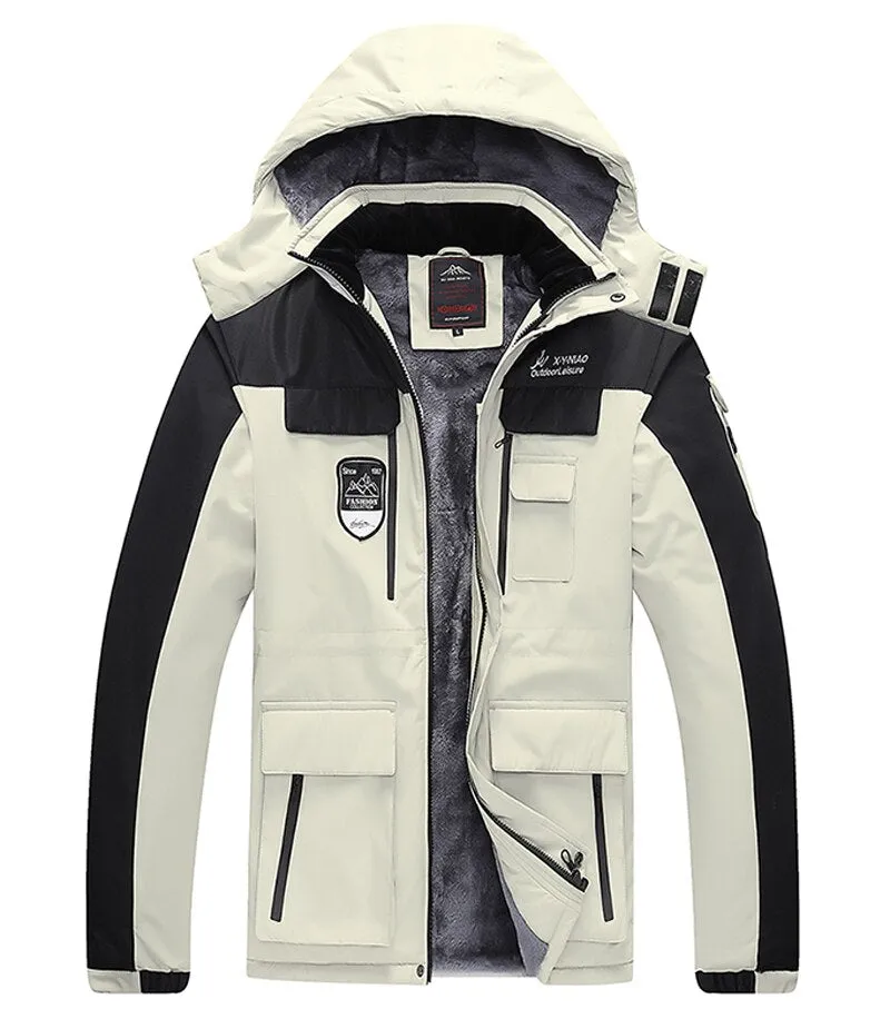 Oversize Warm Thick Waterproof Jackets Men's winter streetwear parka coats Outwear Windproof Hat snow overcoat clothes