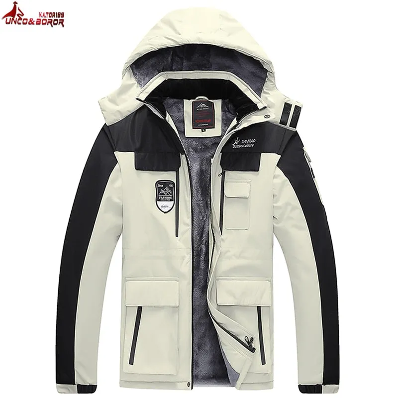 Oversize Warm Thick Waterproof Jackets Men's winter streetwear parka coats Outwear Windproof Hat snow overcoat clothes