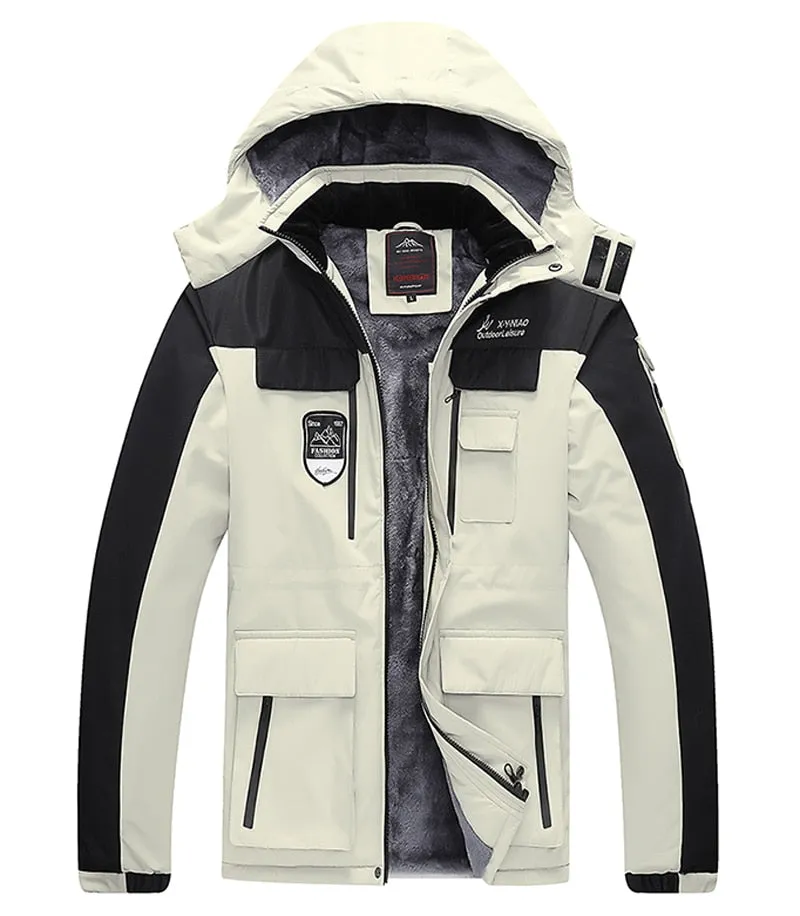 Oversize Warm Thick Waterproof Jackets Men's winter streetwear parka coats Outwear Windproof Hat snow overcoat clothes
