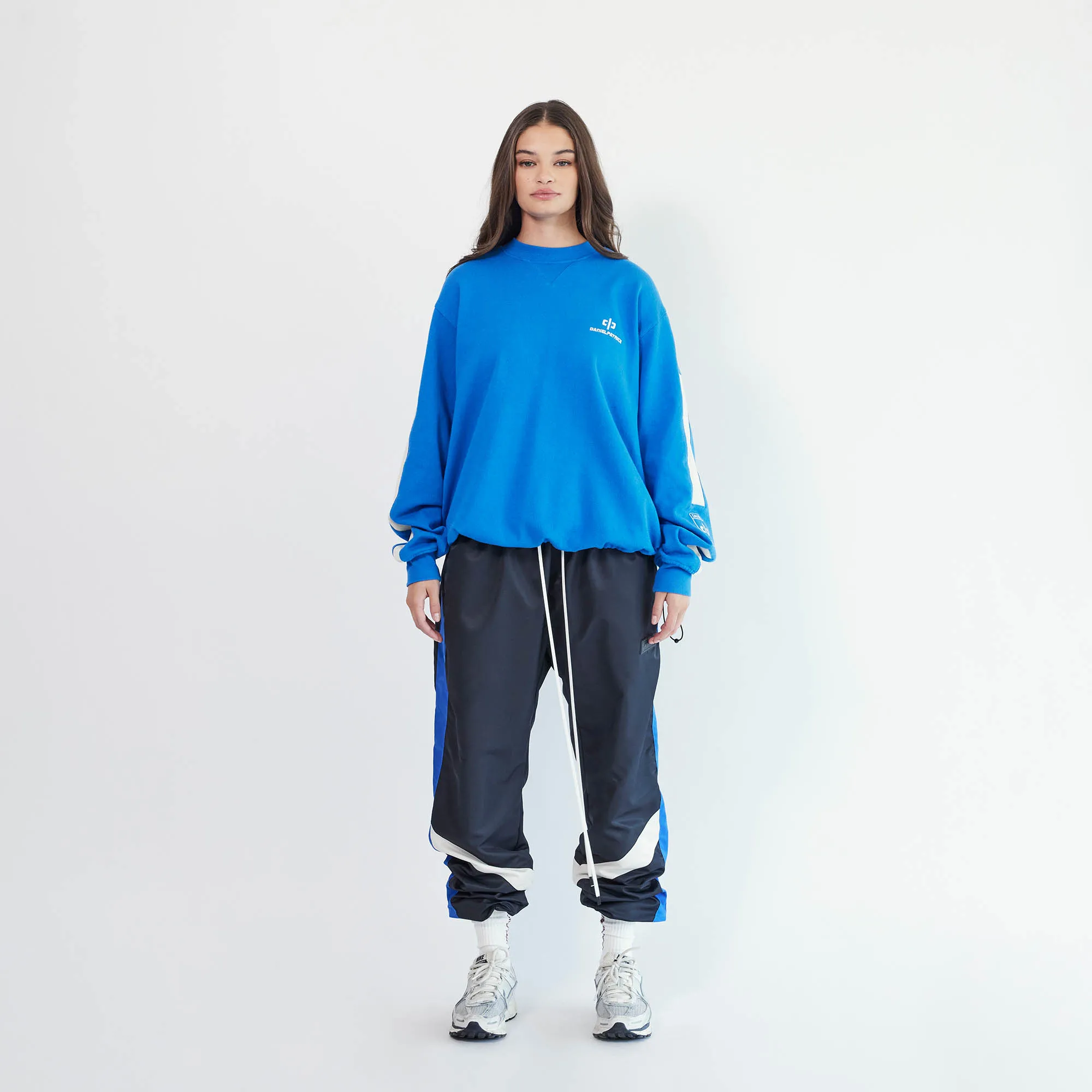 parachute track pant 2.5 / black   cobalt   ivory