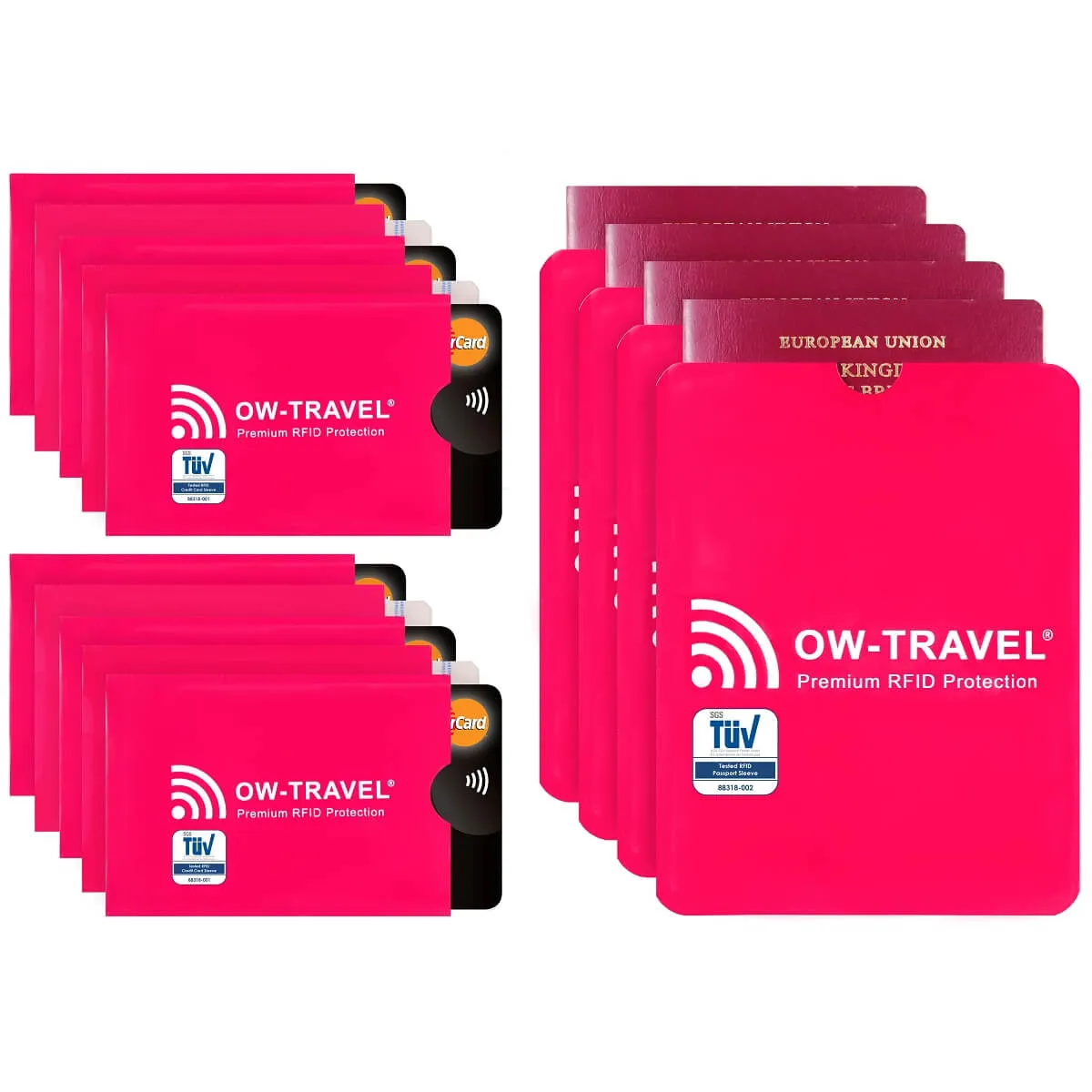 Pink RFID blocking contactless credit card passport protector sleeves