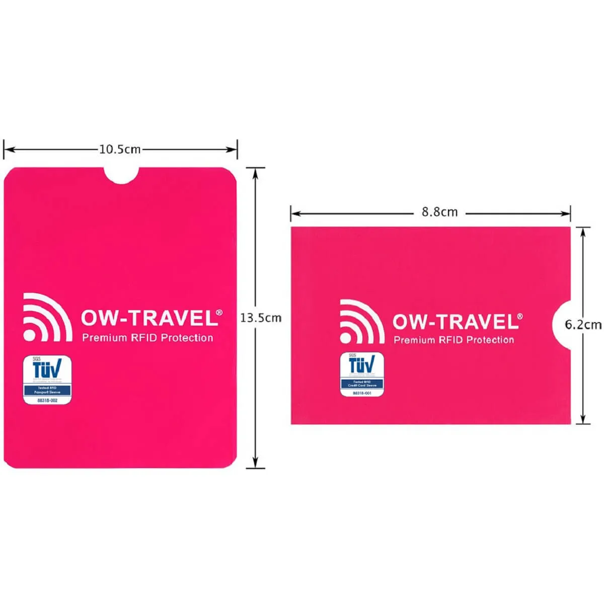 Pink RFID blocking contactless credit card passport protector sleeves