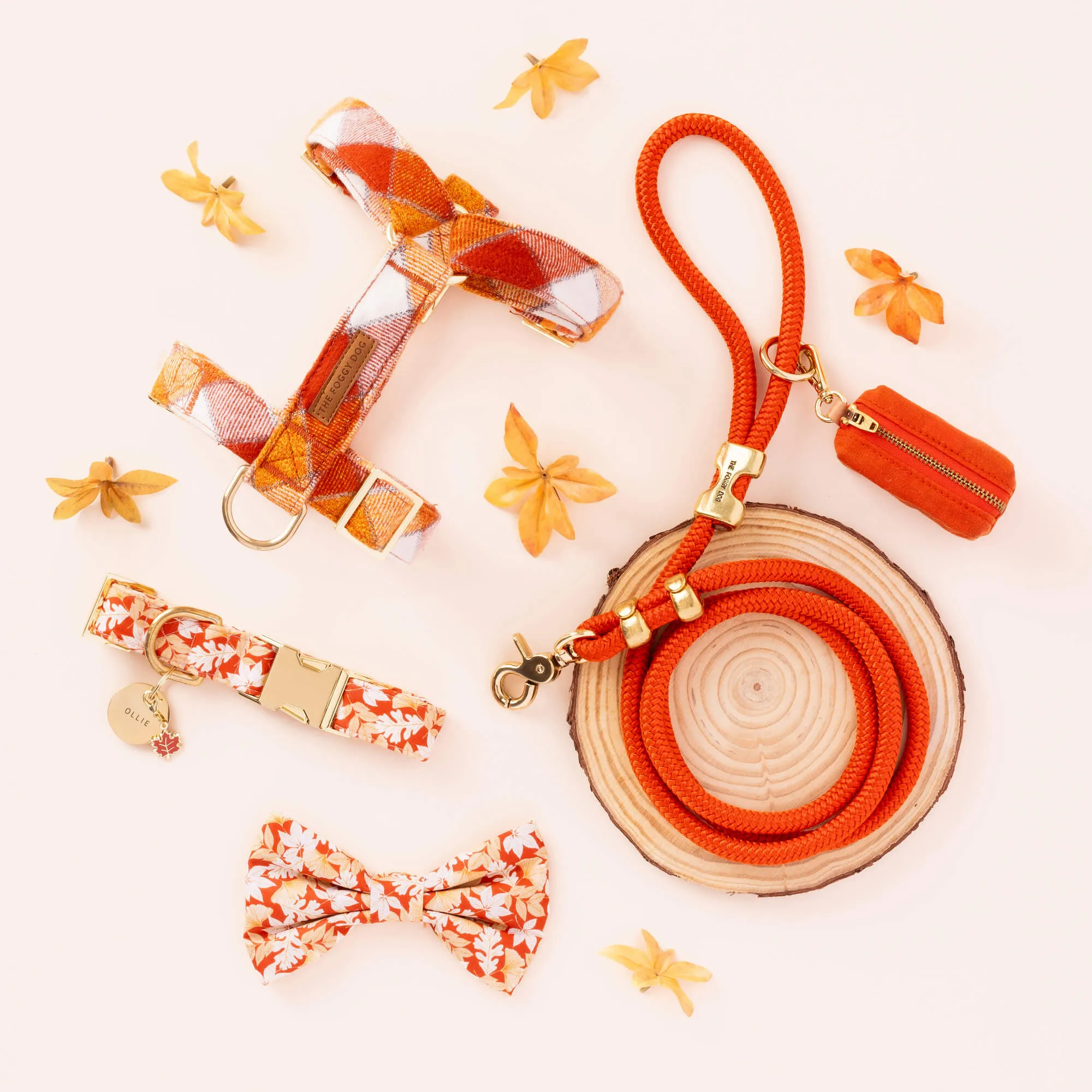 Pumpkin Spice Plaid Flannel Harness Walk Set