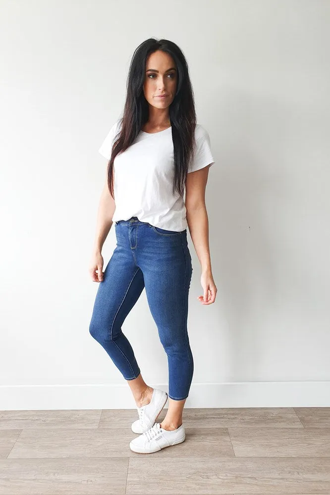 Shine On Label Cropped Sculpt Jeans Indigo