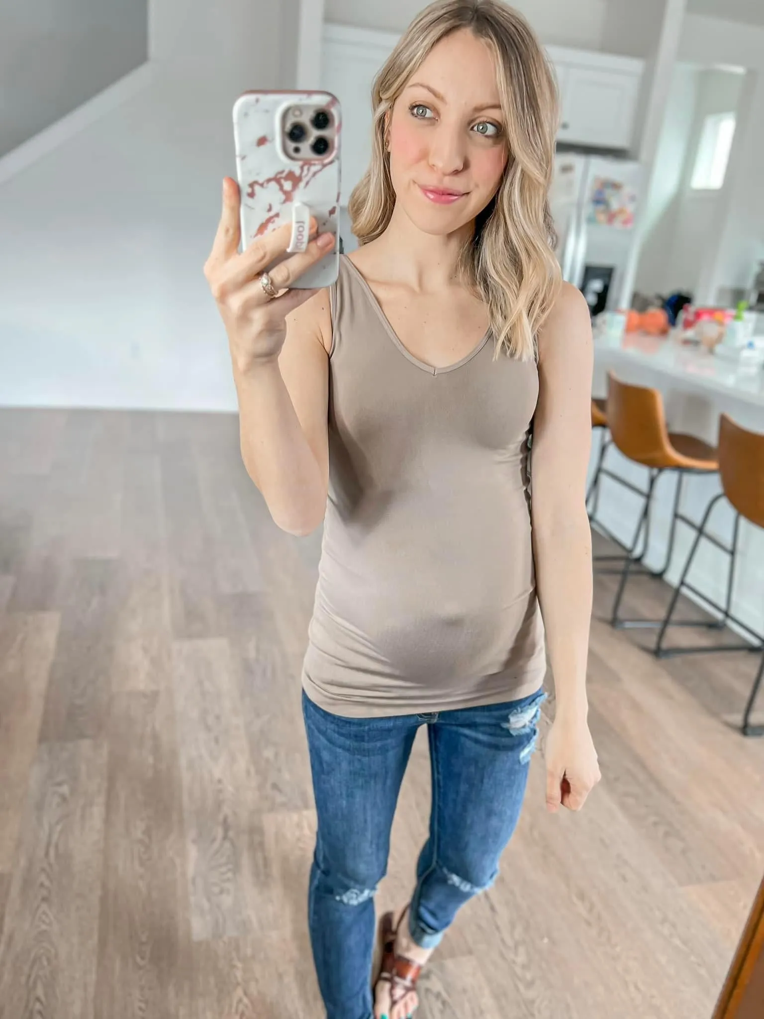 The Basics Reversible Longline Tank in Light Mocha