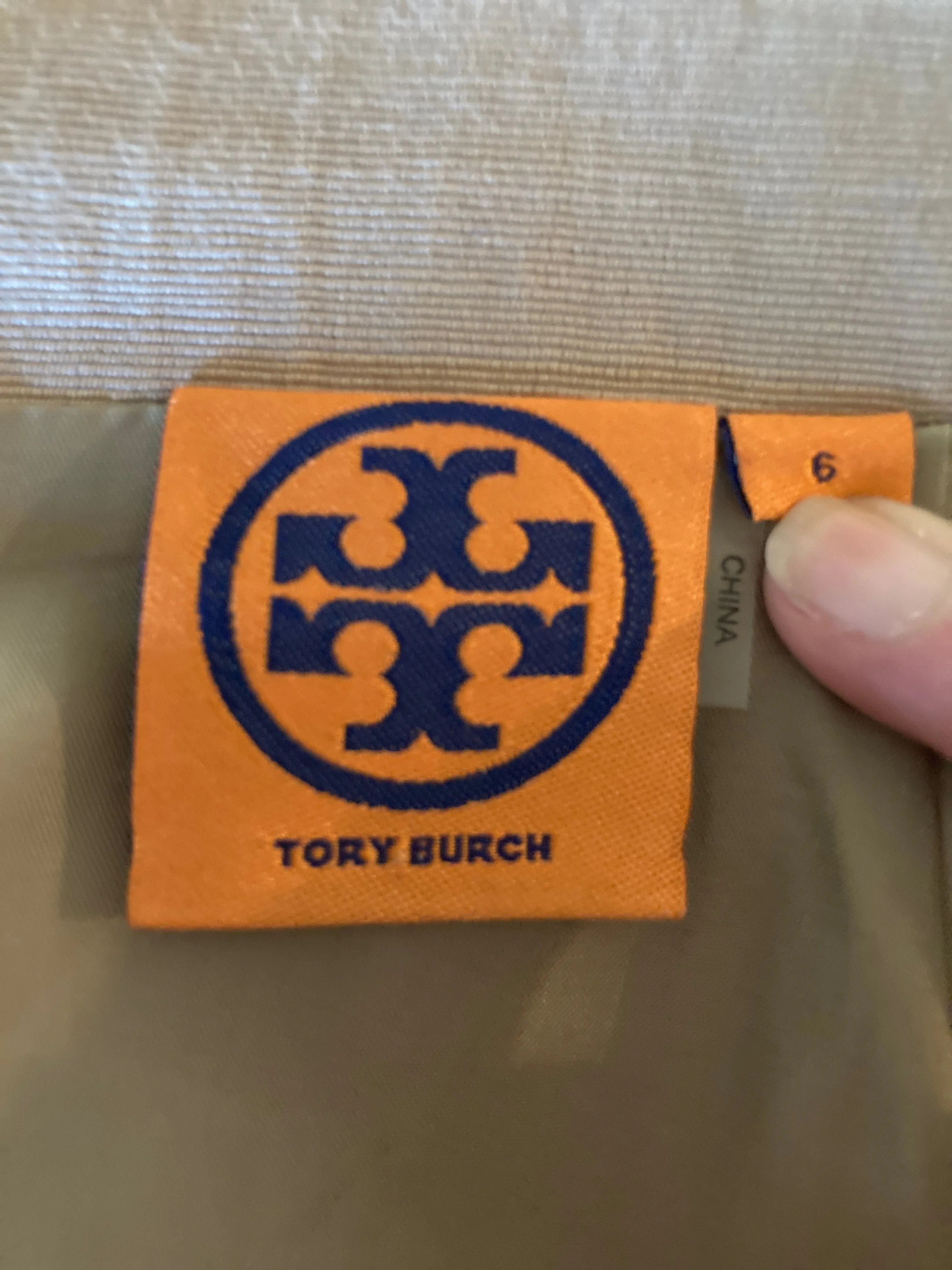 Tory Burch Tan Logo Pencil Skirt, 6