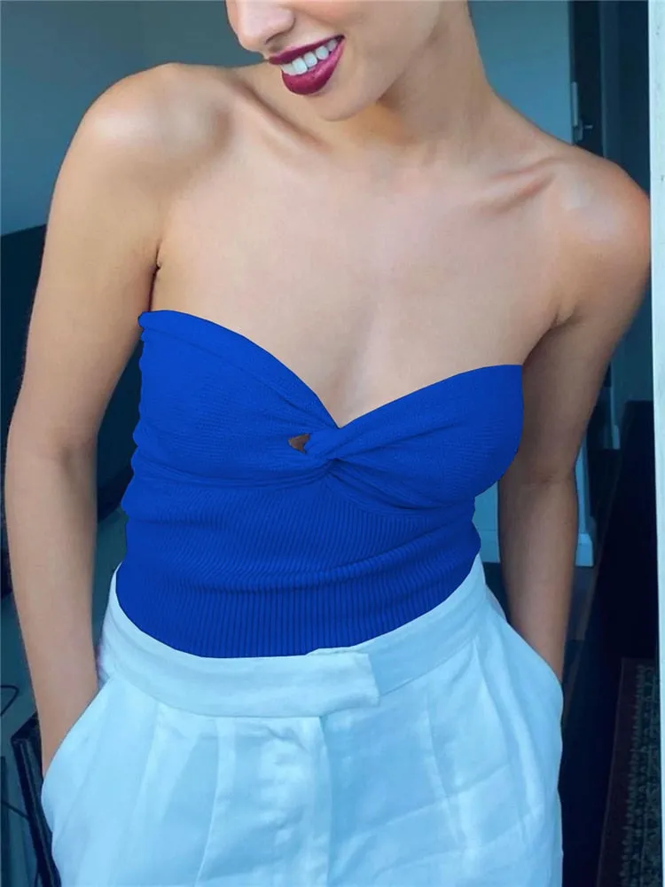 Tossy Knit Tube Women Strapless Corset Tops