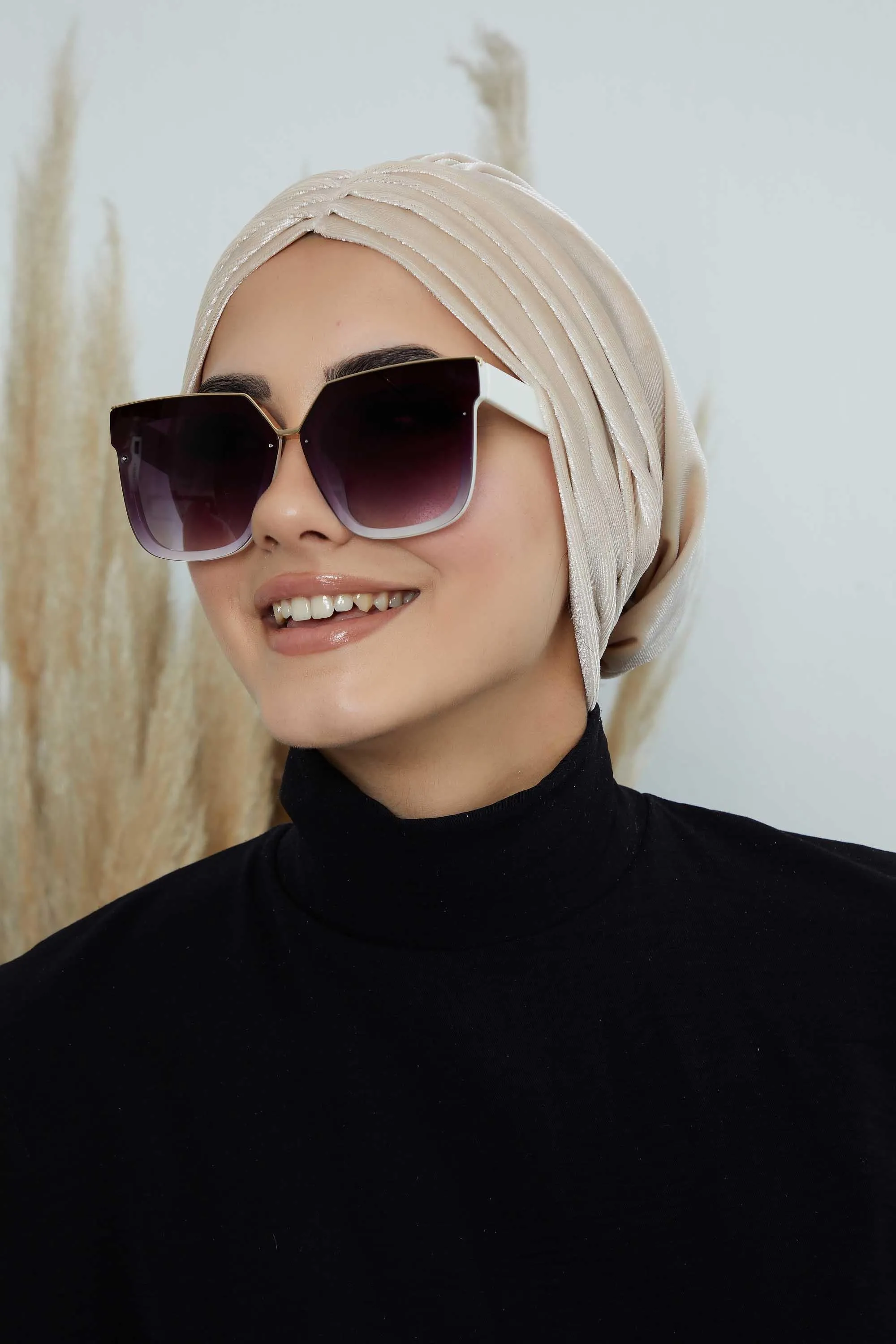 Velvet Shirred Instant Turban Headwrap, Soft Head Turban For Women Fashion Instant Turban Ready to Wear Pretied Chemo Headwear Hijab,B-13K